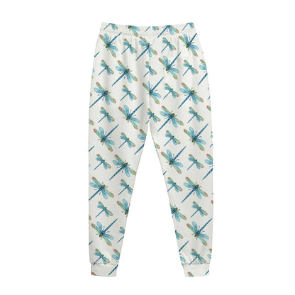 Watercolor Dragonfly Pattern Print Jogger Pants