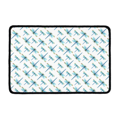Watercolor Dragonfly Pattern Print Kitchen Mat