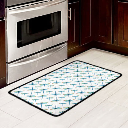 Watercolor Dragonfly Pattern Print Kitchen Mat