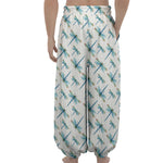 Watercolor Dragonfly Pattern Print Lantern Pants