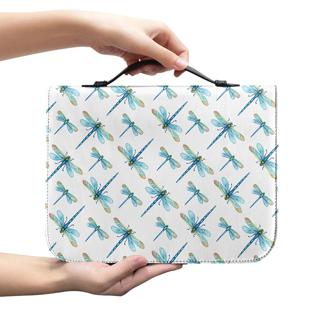 Watercolor Dragonfly Pattern Print Leather Bible Cover