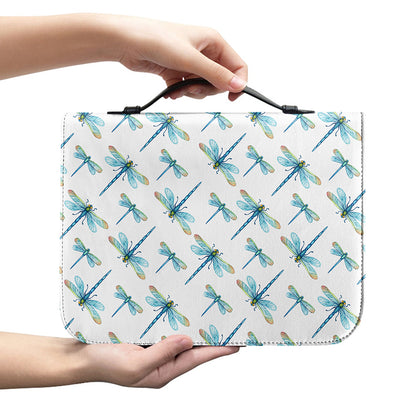 Watercolor Dragonfly Pattern Print Leather Bible Cover