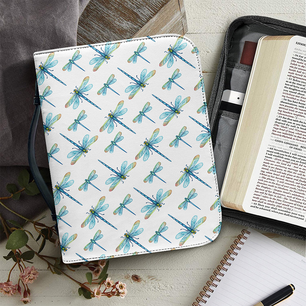 Watercolor Dragonfly Pattern Print Leather Bible Cover