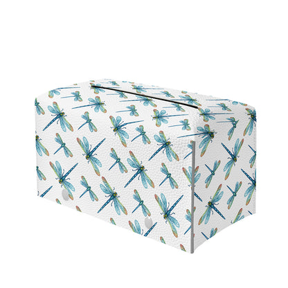 Watercolor Dragonfly Pattern Print Leather Tissue Box Cover