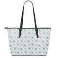 Watercolor Dragonfly Pattern Print Leather Tote Bag With Zipper