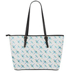 Watercolor Dragonfly Pattern Print Leather Tote Bag