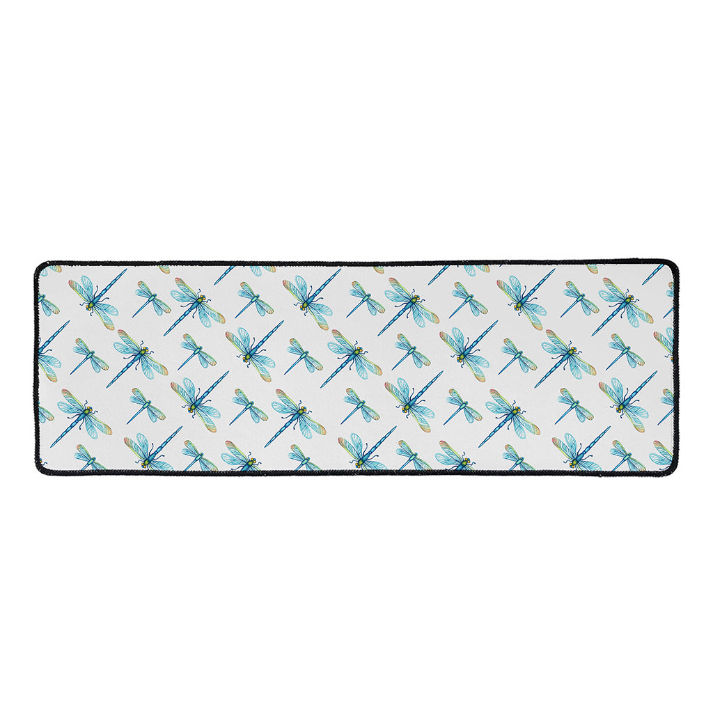Watercolor Dragonfly Pattern Print Long Kitchen Mat