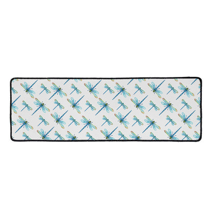 Watercolor Dragonfly Pattern Print Long Kitchen Mat