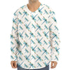 Watercolor Dragonfly Pattern Print Long Sleeve Baseball Jersey