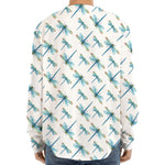 Watercolor Dragonfly Pattern Print Long Sleeve Baseball Jersey