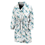 Watercolor Dragonfly Pattern Print Men's Bathrobe