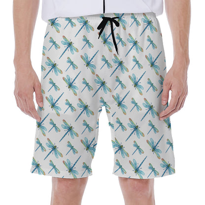 Watercolor Dragonfly Pattern Print Men's Beach Shorts