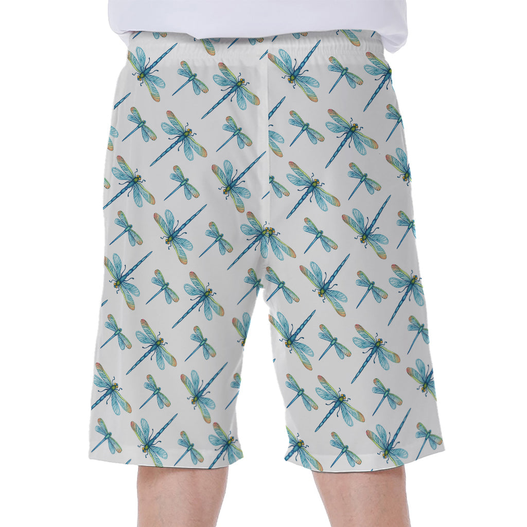 Watercolor Dragonfly Pattern Print Men's Beach Shorts