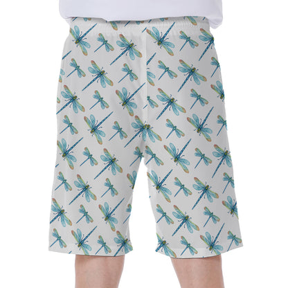 Watercolor Dragonfly Pattern Print Men's Beach Shorts