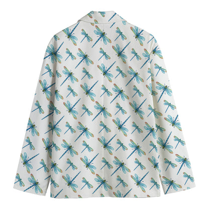 Watercolor Dragonfly Pattern Print Men's Blazer