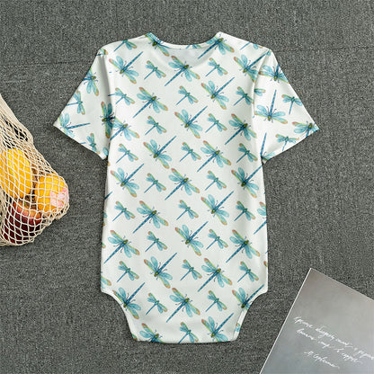 Watercolor Dragonfly Pattern Print Men's Bodysuit