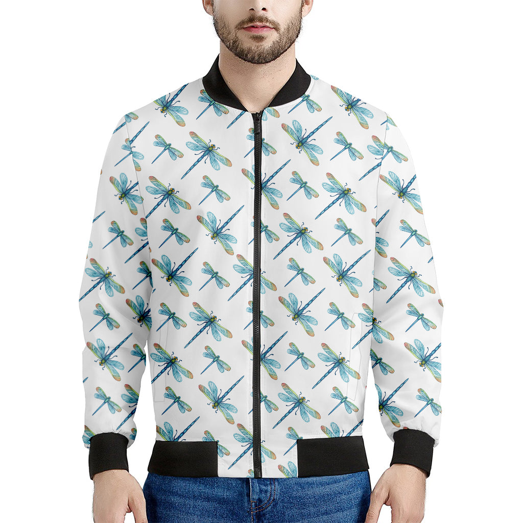 Watercolor Dragonfly Pattern Print Men's Bomber Jacket