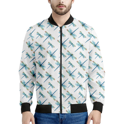 Watercolor Dragonfly Pattern Print Men's Bomber Jacket