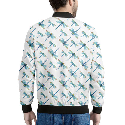 Watercolor Dragonfly Pattern Print Men's Bomber Jacket