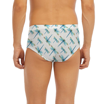 Watercolor Dragonfly Pattern Print Men's Briefs