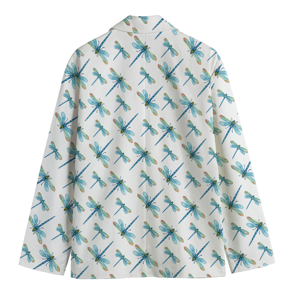 Watercolor Dragonfly Pattern Print Men's Cotton Blazer