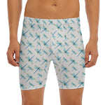 Watercolor Dragonfly Pattern Print Men's Long Boxer Briefs