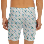 Watercolor Dragonfly Pattern Print Men's Long Boxer Briefs