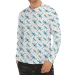 Watercolor Dragonfly Pattern Print Men's Long Sleeve Rash Guard