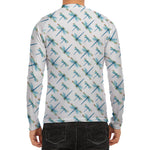 Watercolor Dragonfly Pattern Print Men's Long Sleeve Rash Guard