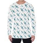 Watercolor Dragonfly Pattern Print Men's Long Sleeve T-Shirt