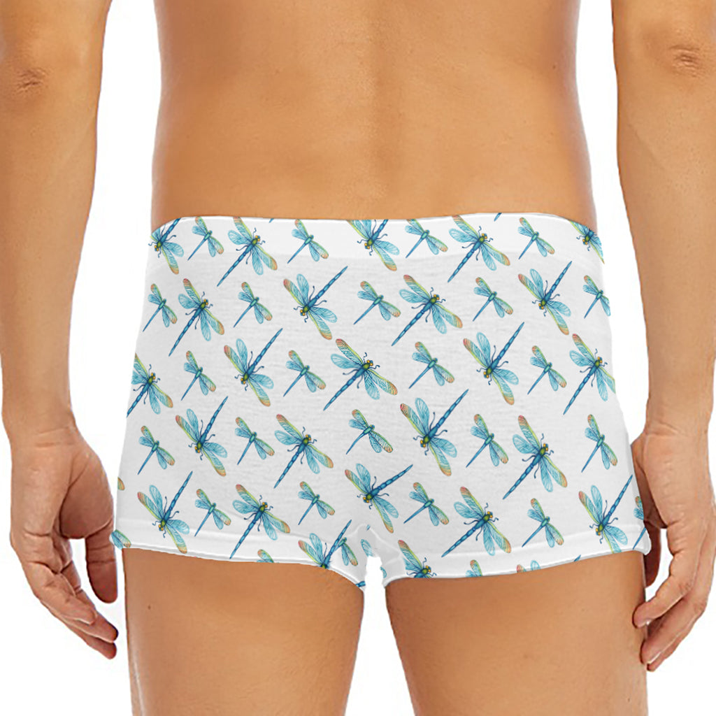Watercolor Dragonfly Pattern Print Men's Short Boxer Briefs