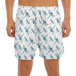 Watercolor Dragonfly Pattern Print Men's Split Running Shorts
