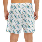 Watercolor Dragonfly Pattern Print Men's Split Running Shorts