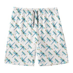 Watercolor Dragonfly Pattern Print Men's Swim Trunks