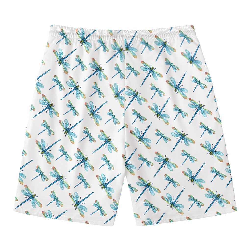 Watercolor Dragonfly Pattern Print Men's Swim Trunks