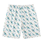 Watercolor Dragonfly Pattern Print Men's Swim Trunks