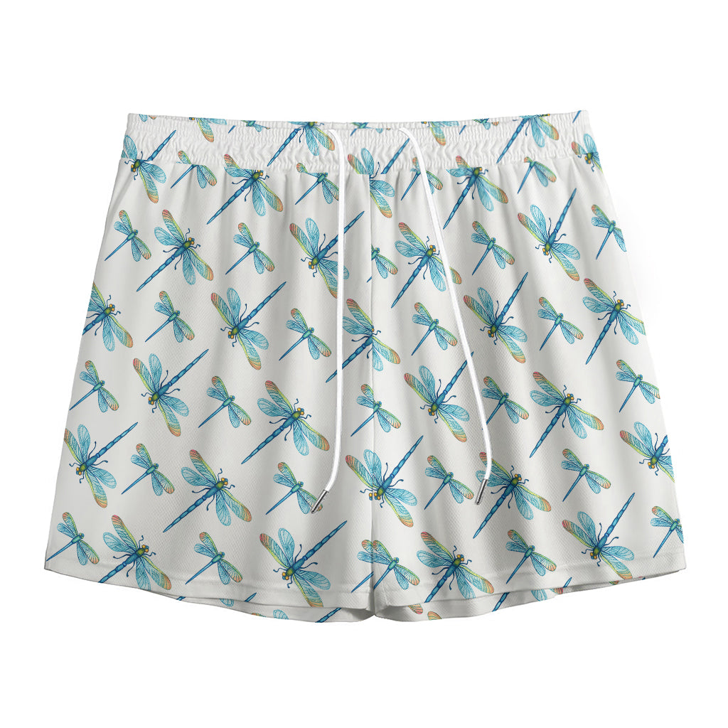 Watercolor Dragonfly Pattern Print Mesh Shorts