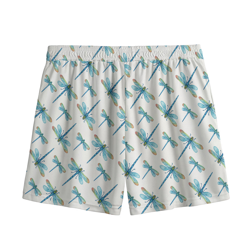 Watercolor Dragonfly Pattern Print Mesh Shorts