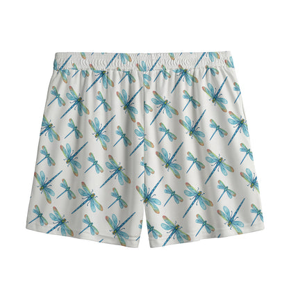 Watercolor Dragonfly Pattern Print Mesh Shorts
