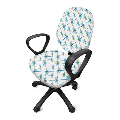 Watercolor Dragonfly Pattern Print Office Chair Cover