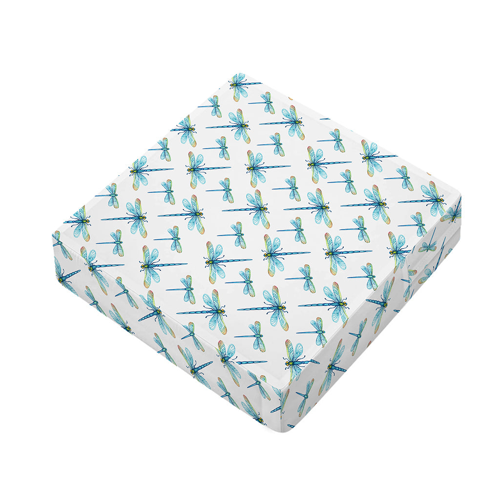 Watercolor Dragonfly Pattern Print Outdoor Seat Cushion Cover