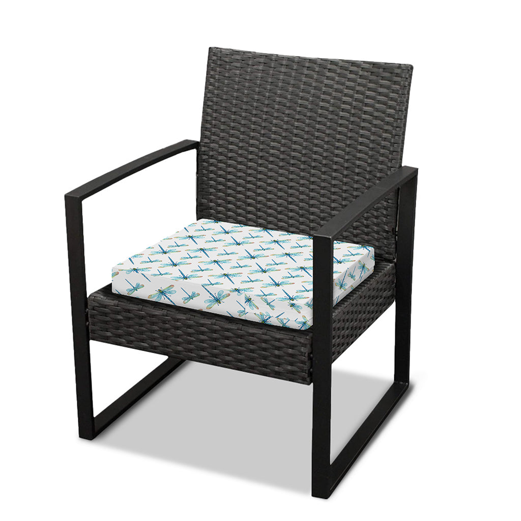 Watercolor Dragonfly Pattern Print Outdoor Seat Cushion Cover