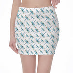 Watercolor Dragonfly Pattern Print Pencil Mini Skirt