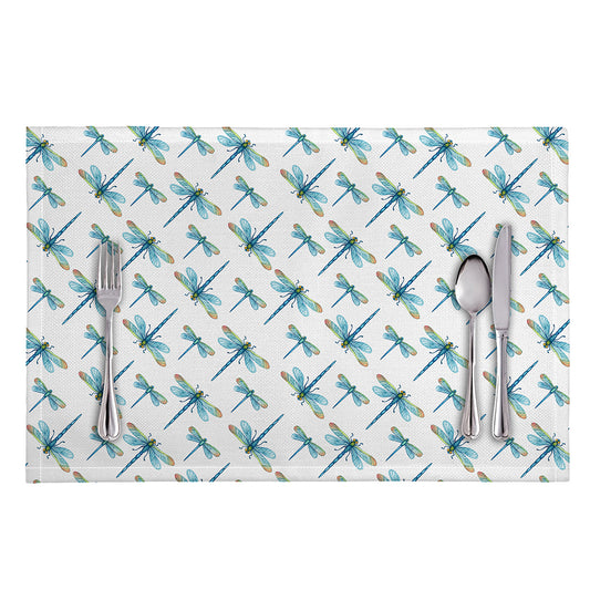 Watercolor Dragonfly Pattern Print Placemat
