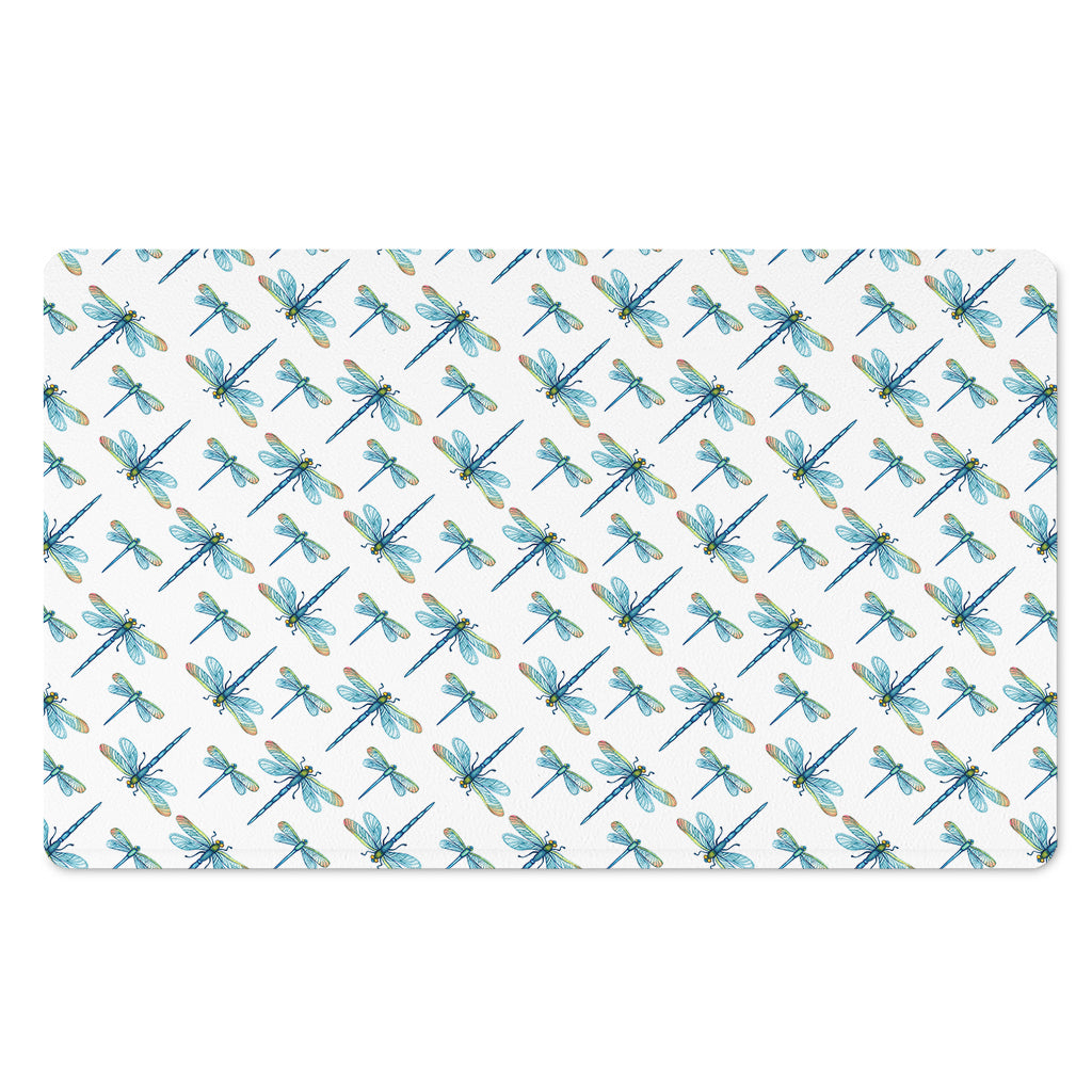 Watercolor Dragonfly Pattern Print Polyester Doormat