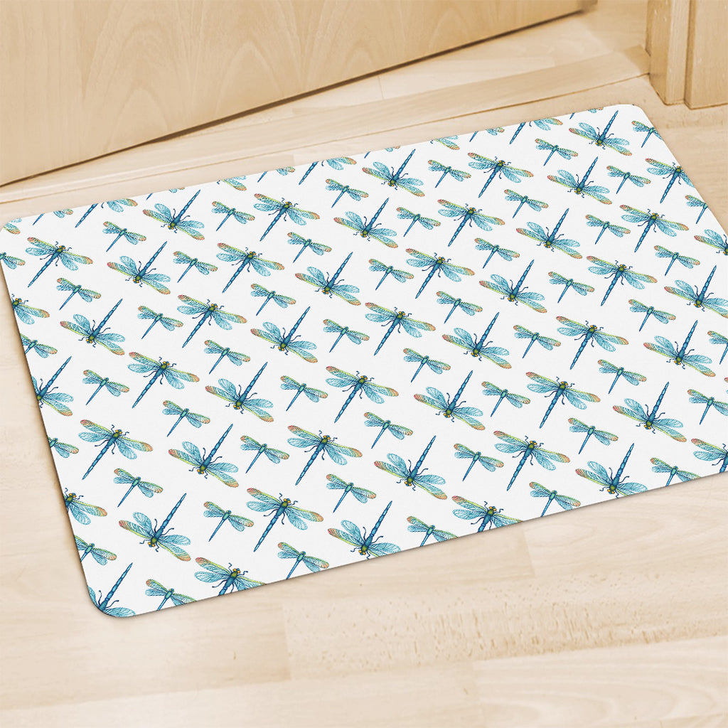 Watercolor Dragonfly Pattern Print Polyester Doormat