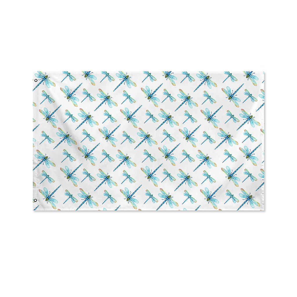 Watercolor Dragonfly Pattern Print Polyester Flag