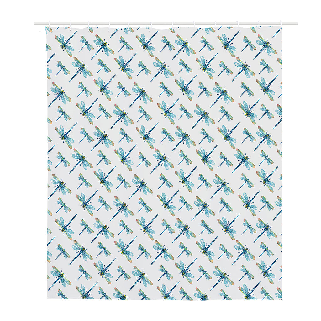 Watercolor Dragonfly Pattern Print Polyester Shower Curtain
