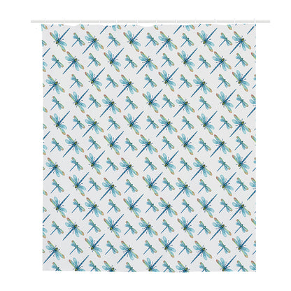 Watercolor Dragonfly Pattern Print Polyester Shower Curtain