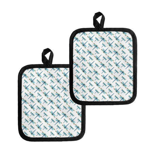 Watercolor Dragonfly Pattern Print Pot Holders
